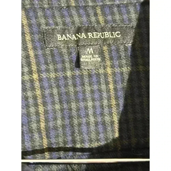 Banana Republic Women's Plaid Flannel Shirt Jacket Size Medium Blue/Green - Picture 5 of 11